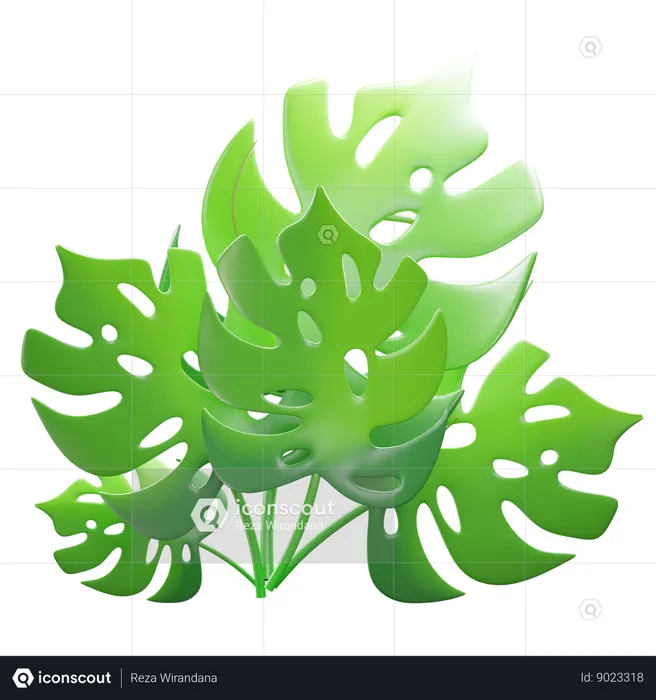 Green Tropical Leaves  3D Icon