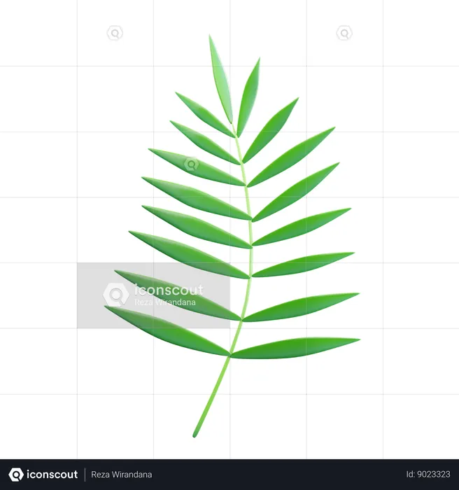 Green Tropical Leaves  3D Icon