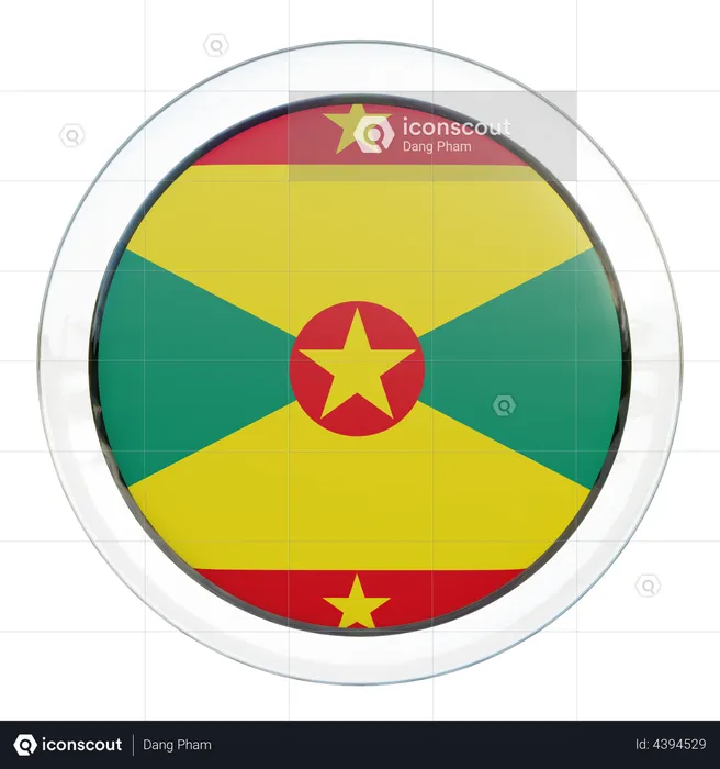 Grenada Flag Glass Flag 3D Illustration
