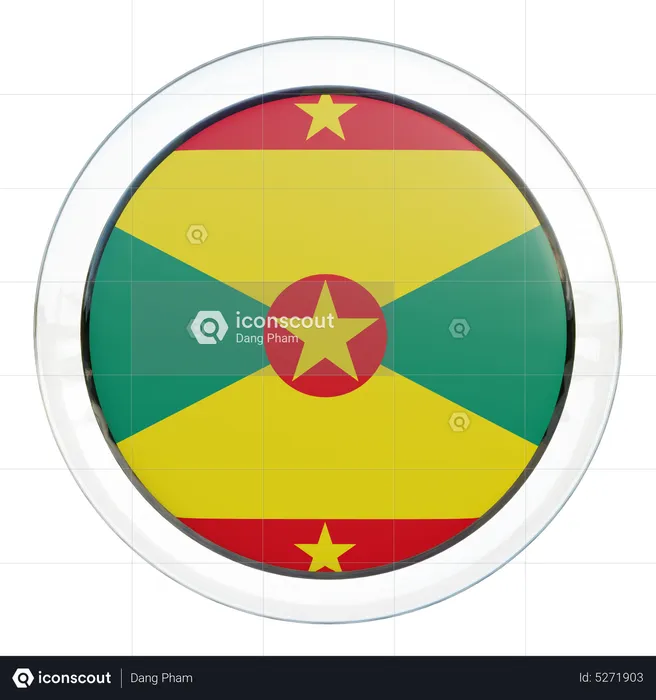 Grenada Round Flag Flag 3D Icon