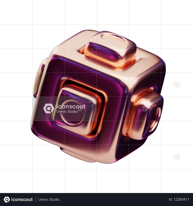 Grille pyramidale abstraite chromatique en cuivre  3D Icon