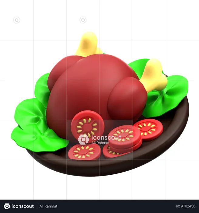 Grilled Chicken  3D Icon
