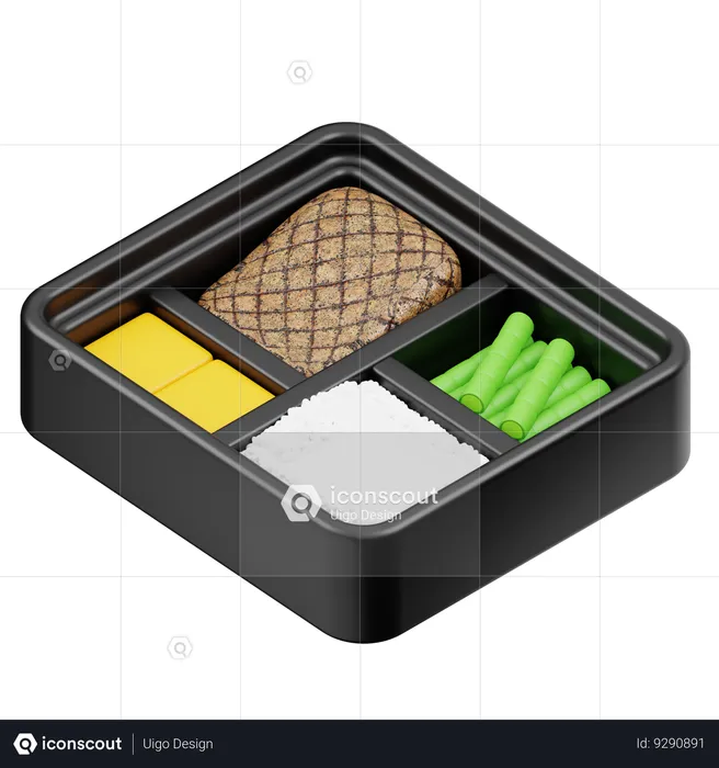 Grilled Fish Bento  3D Icon