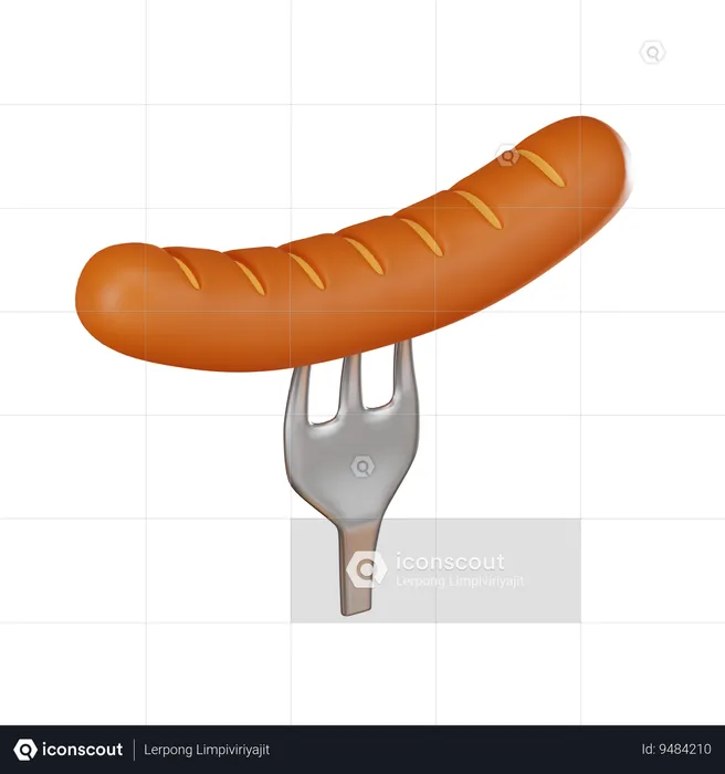 Grilled Sausage  3D Icon