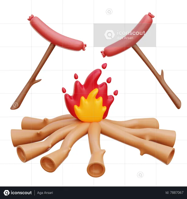 Grilled Sausage  3D Icon