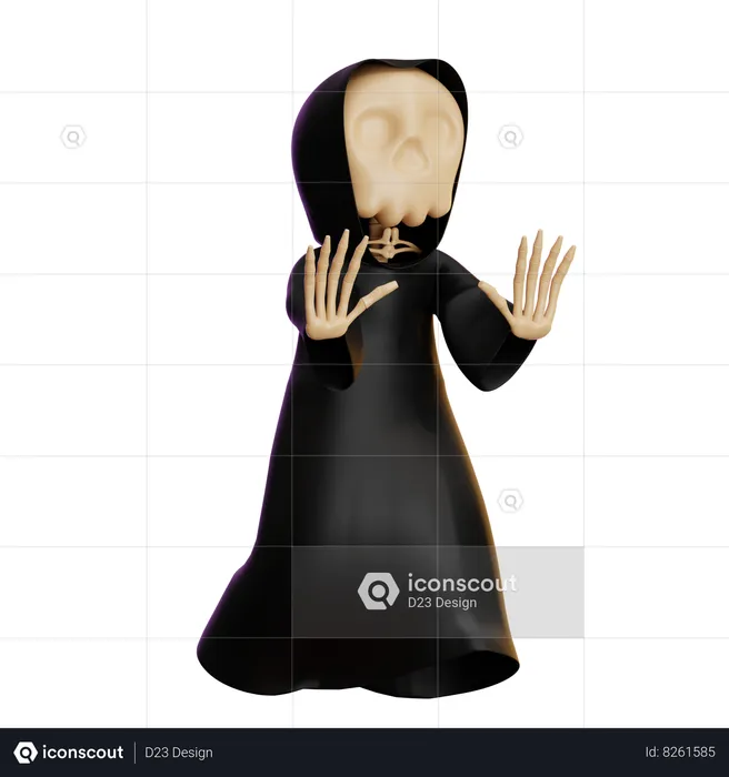 Grim Reaper Walking  3D Illustration