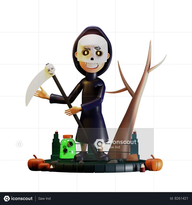 Grim Ripper Pointed To Right  3D Illustration