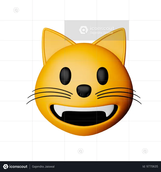 ニヤニヤ笑う猫の絵文字 Emoji 3D Icon