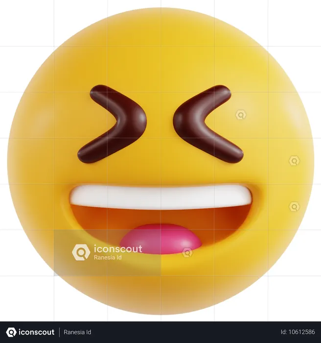 Grinning Face With Squinting Eyes And Sweat Drop  3D Icon