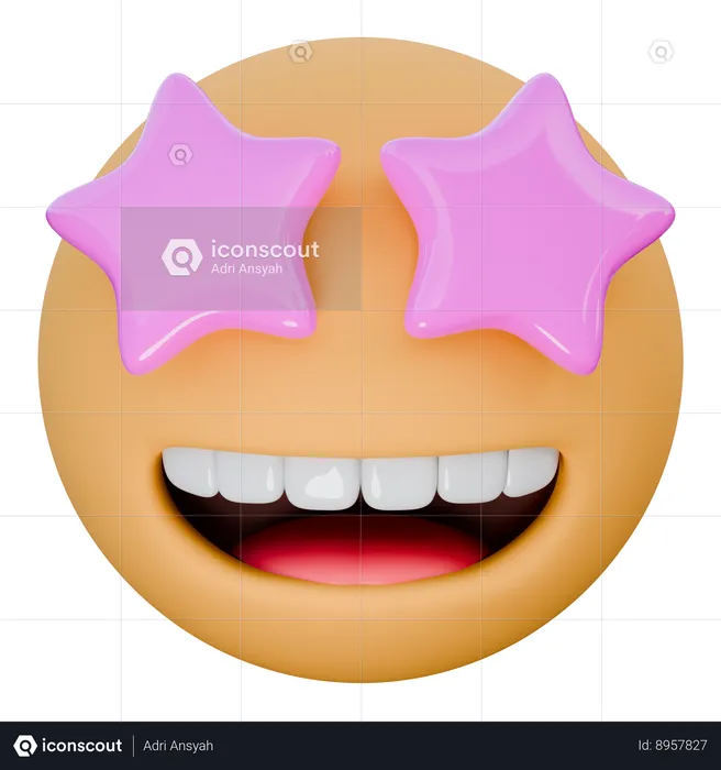 Grinning Face With Star Eyes Emoji 3D Icon