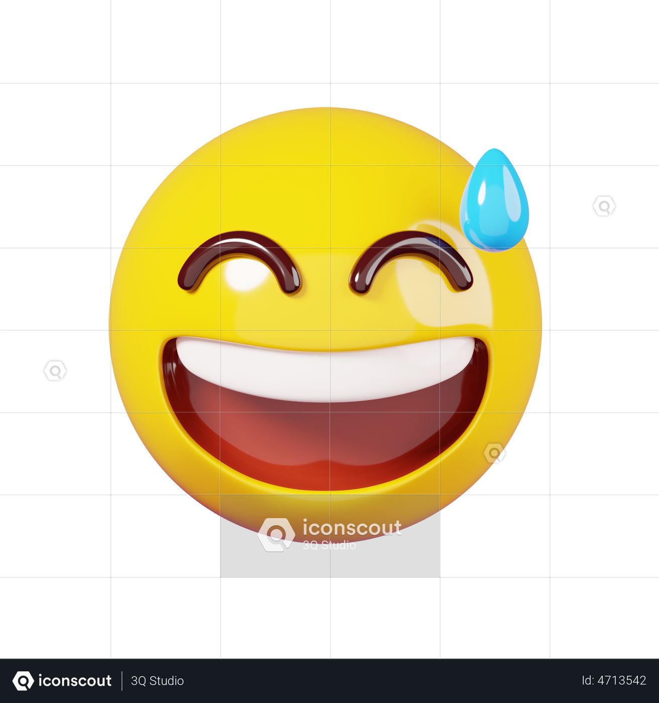 Premium Grinning Face With Sweat Emoji Emoji 3D Illustration download