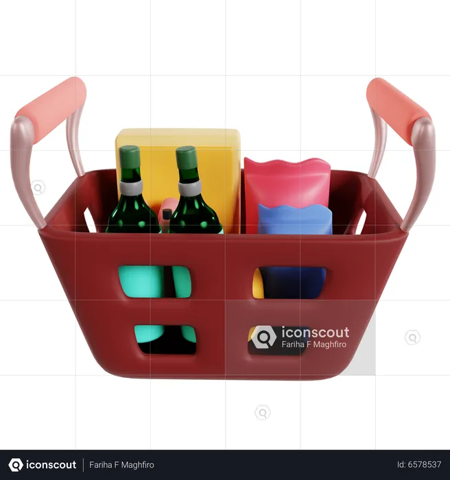 Groceries Basket  3D Illustration