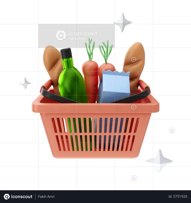 Groceries Basket  3D Icon