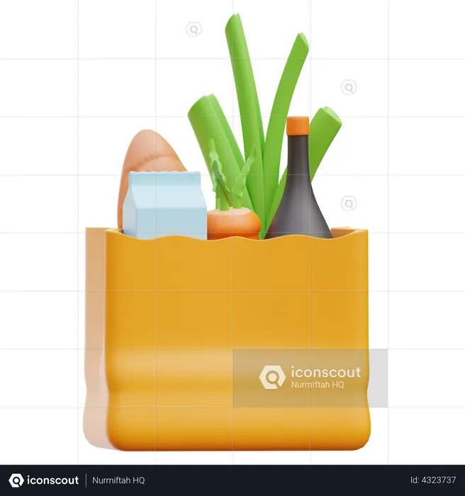 Grocery Bag  3D Illustration