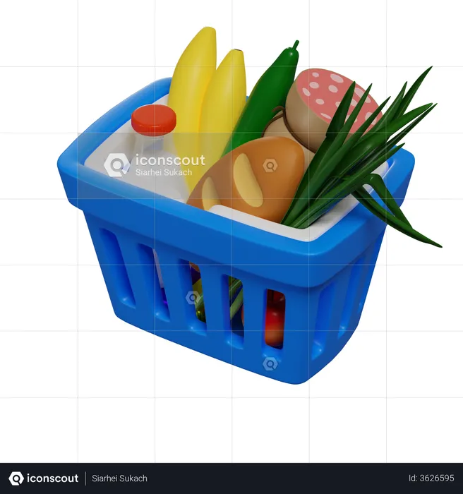 Grocery Basket  3D Illustration