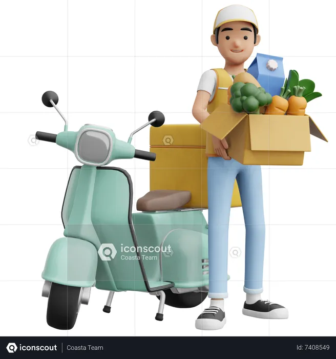 Grocery Delivery  3D Illustration