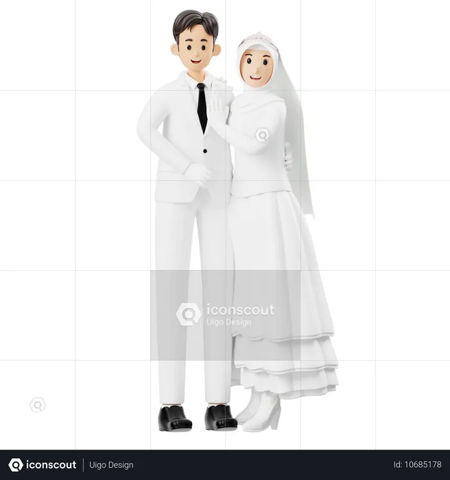 Groom And Bride Giving Shoulder Hug Pose  3D Illustration