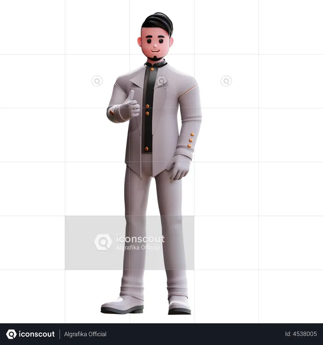 Groom showing thumbs up  3D Illustration