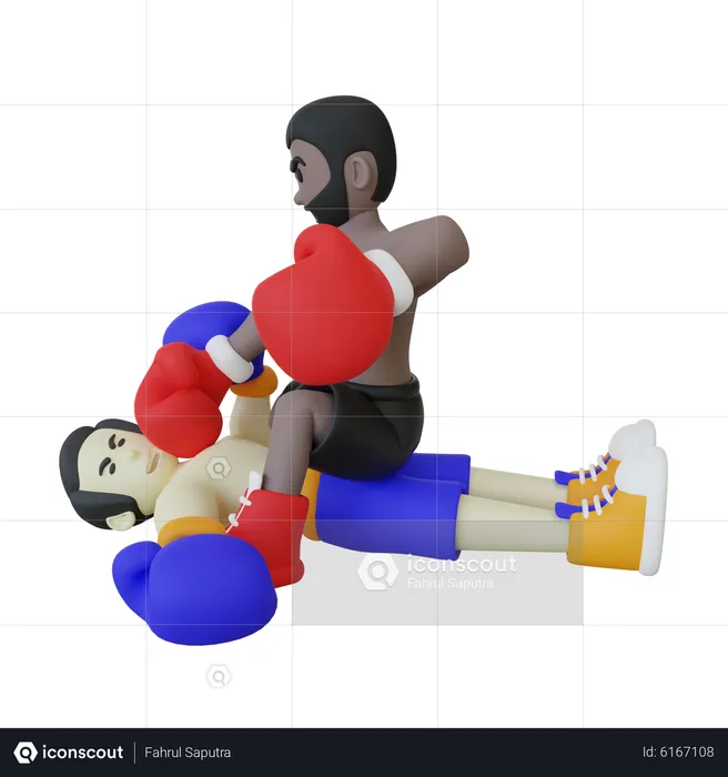 Ground Fight Boxing  3D Illustration