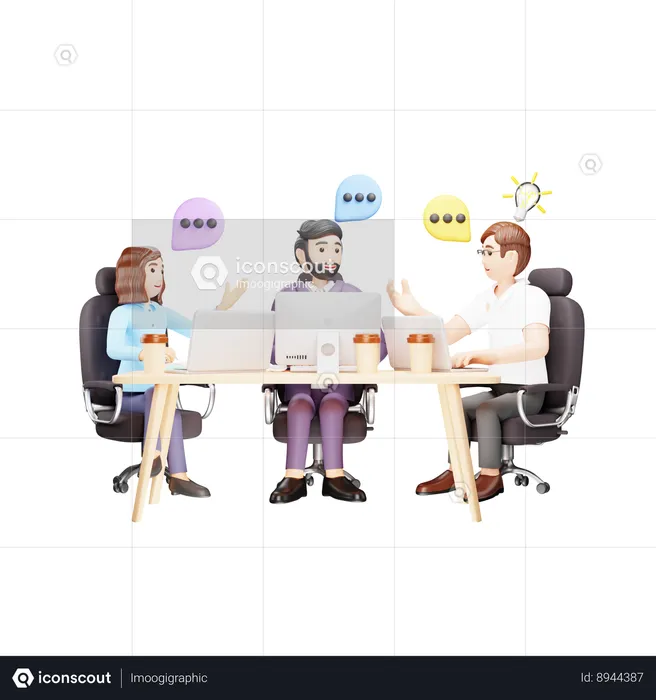 Group Discussion in Business  3D Illustration