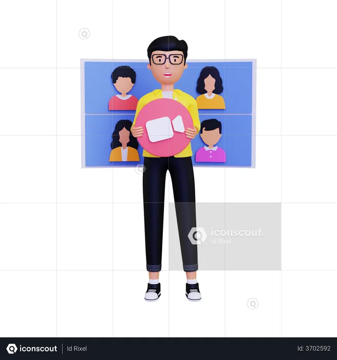 Group of People Doing Video Conference  3D Illustration