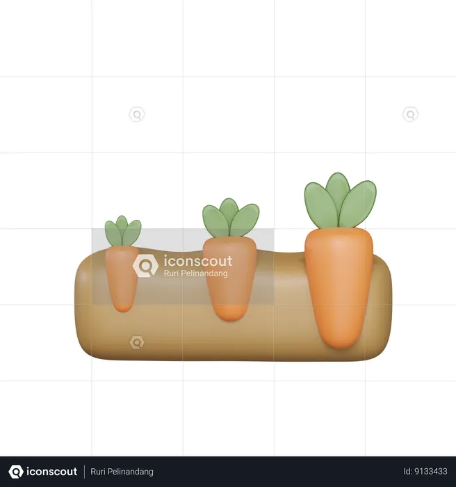 Growing Carrot  3D Icon