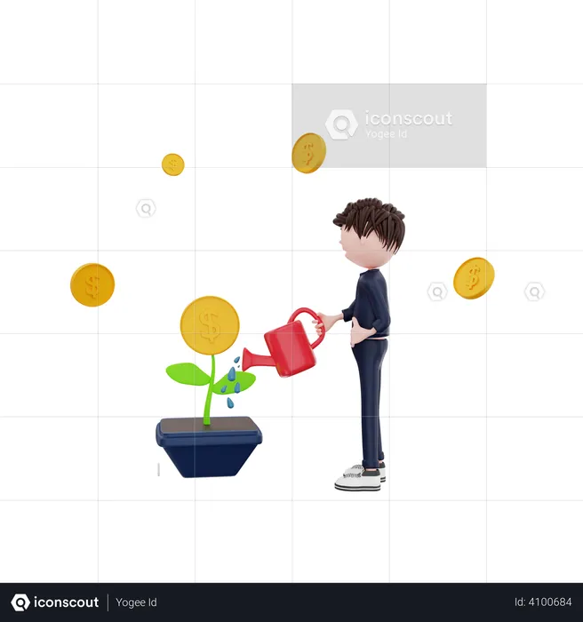 Growing investment  3D Illustration