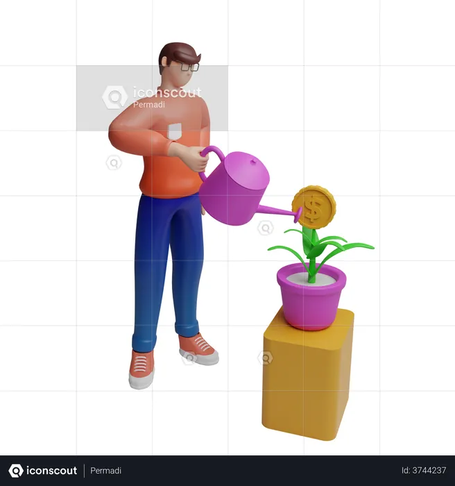 Growing investment money  3D Illustration