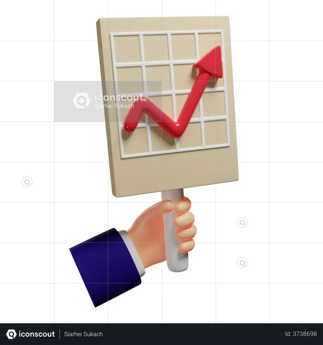 Growth Graph Banner In Hand  3D Illustration