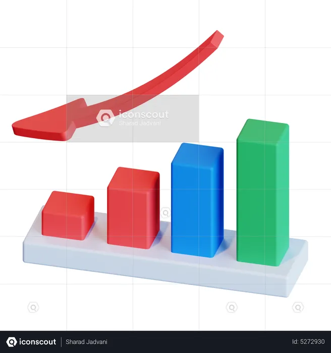 Growth Graph Down Arrow  3D Icon