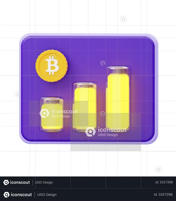 Growth in bitcoin  3D Illustration