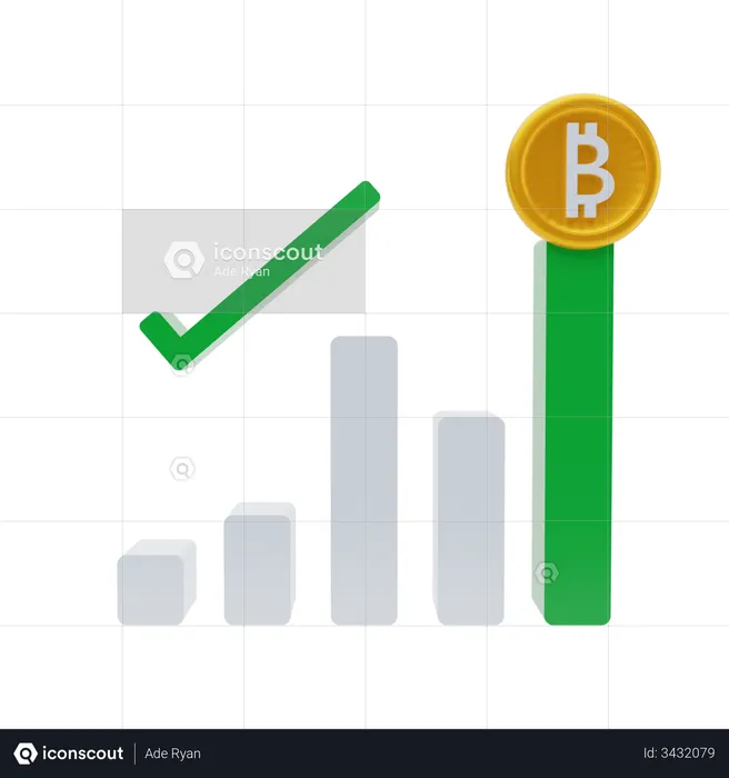 Growth in bitcoin pricing  3D Illustration