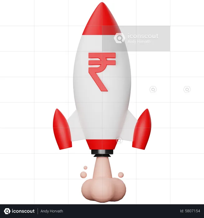 Growth Rupee Economy Rocket  3D Icon