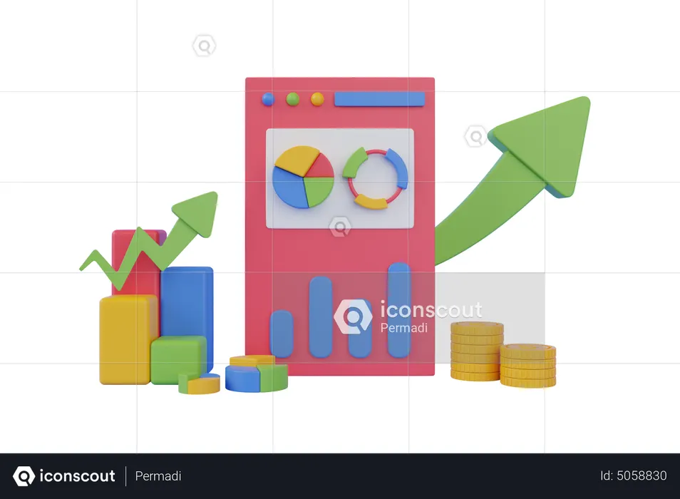 Growth statistics chart  3D Illustration