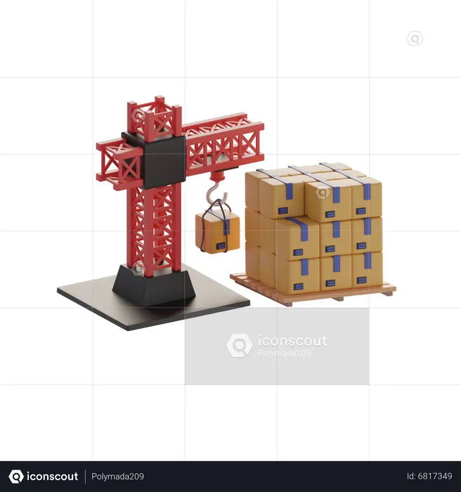 Grua torre con cajas  3D Icon