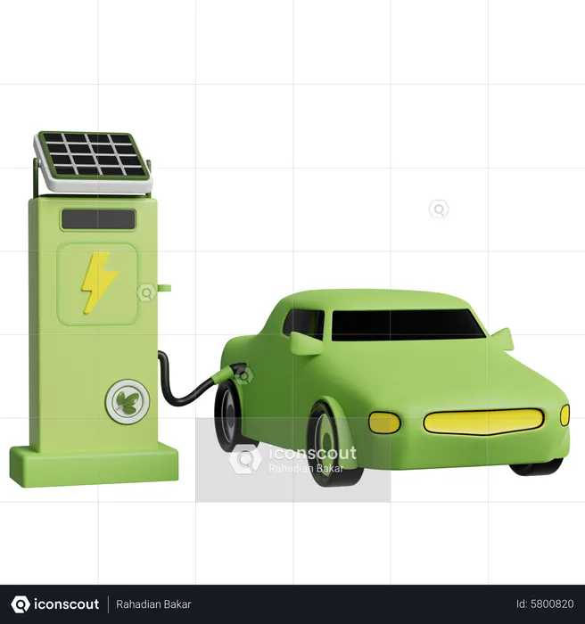 Grünes Elektroauto  3D Illustration
