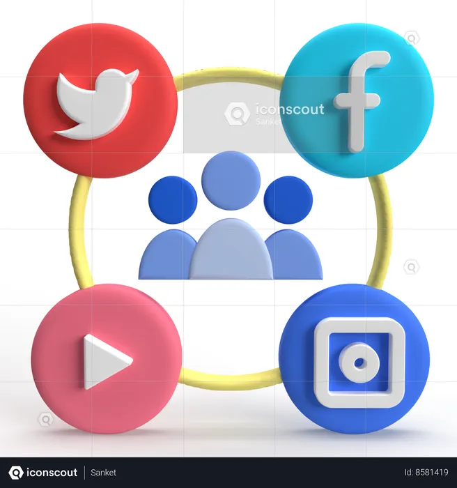 Grupo de redes sociales  3D Icon