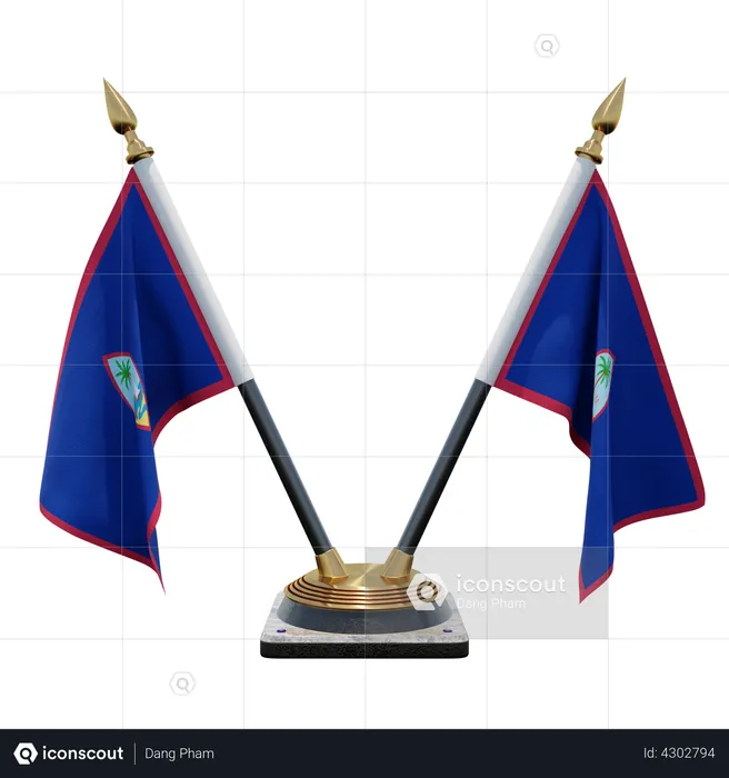 Guam Double Desk Flag Stand Flag 3D Flag