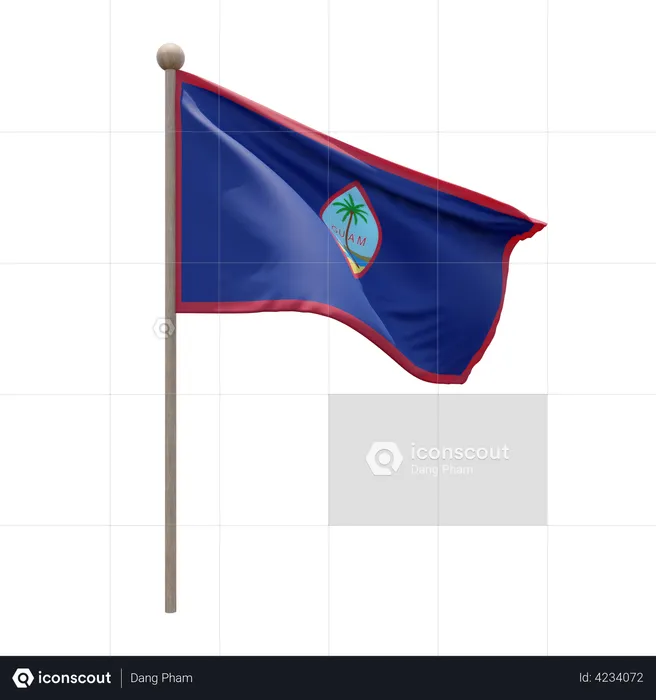 Guam Flag Pole  3D Flag