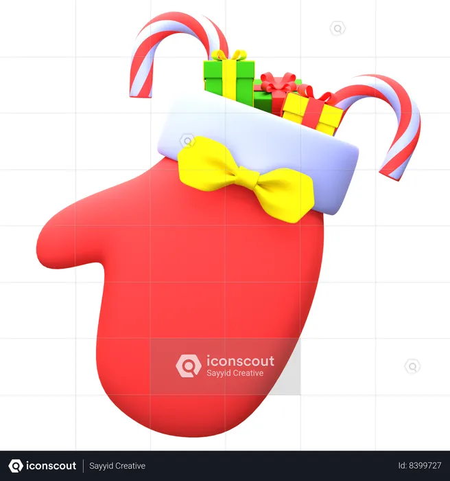 Guante de navidad  3D Icon