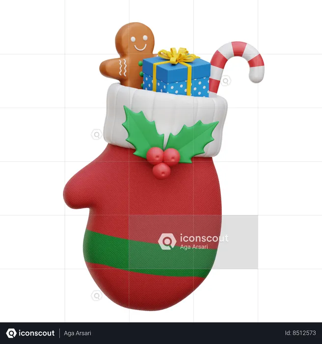 Guante de navidad  3D Icon