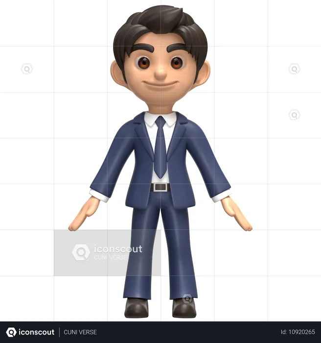 Guapo joven hombre de negocios con traje azul marino  3D Illustration