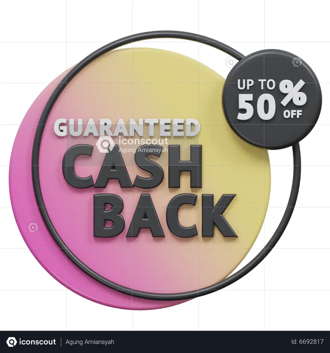 Guaranteed Cash Back Upto 50 Percent  3D Icon