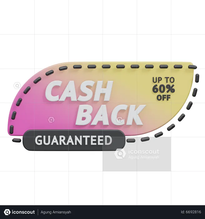 Guaranteed Cash Back Upto 60 Percent  3D Icon