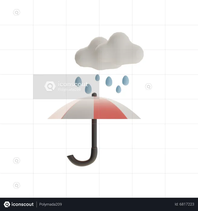 Guarda-chuva e água da chuva  3D Icon