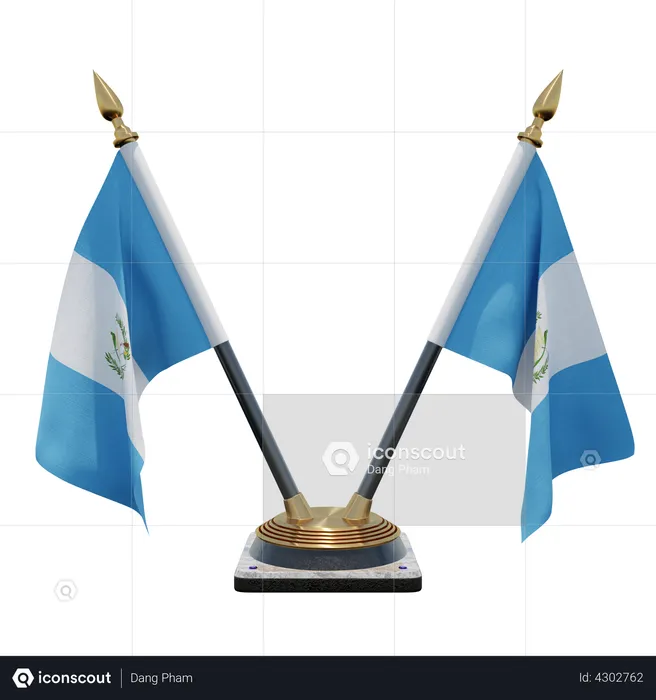 Soporte de bandera de escritorio doble de Guatemala Flag 3D Flag