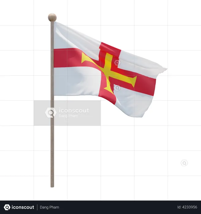 Guernsey Flag Pole  3D Flag