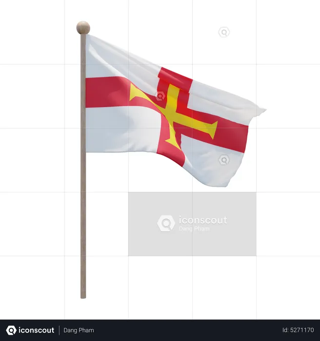 Guernsey Flagpole Flag 3D Icon