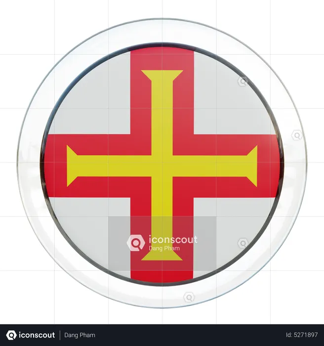 Guernsey Round Flag Flag 3D Icon