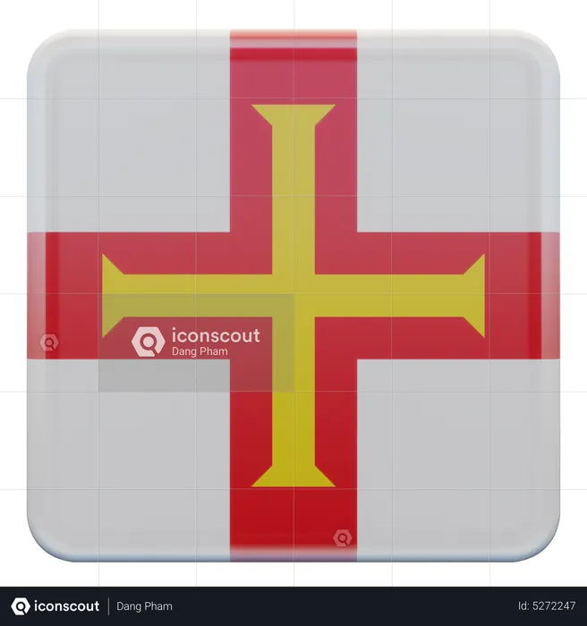 Guernsey Square Flag Flag 3D Icon